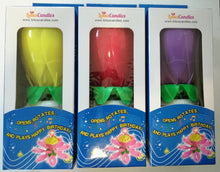 Load image into Gallery viewer, Lotus Candles Purple / Red / Yellow 3-Pack
