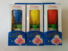Load image into Gallery viewer, Lotus Candles Red / Blue / Yellow 3-Pack